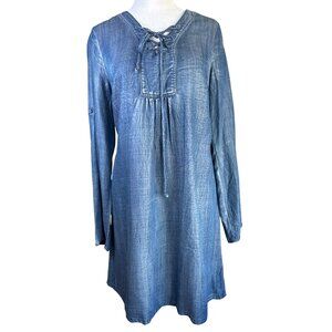 Skies Are Blue‎ Anthropologie Dress Size 8 Chambray Blue Tencel Shift